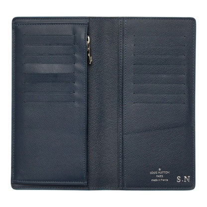 Louis Vuitton Taiga Portefeuille Brazza NM Wallet Blue Marine Leather — view 7