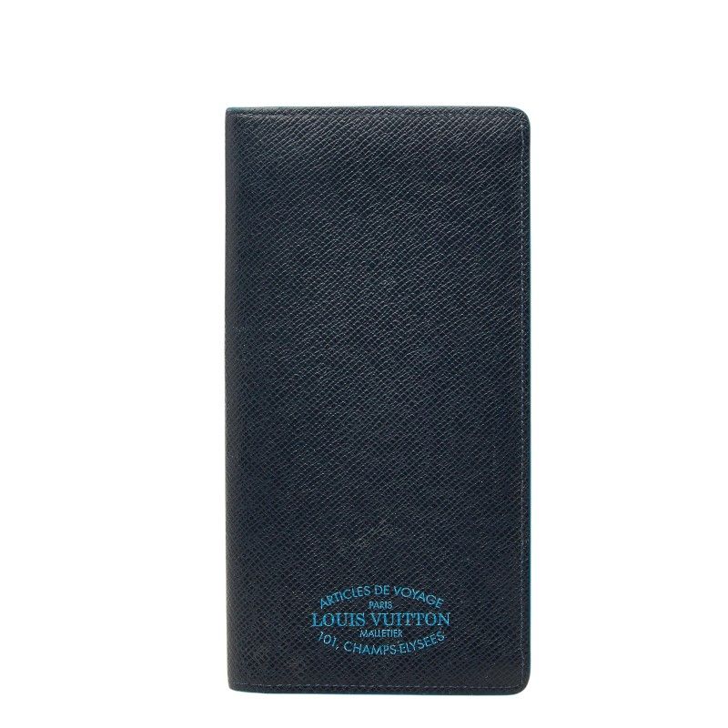 Louis Vuitton Taiga Portefeuille Brazza NM Wallet Blue Marine Leather