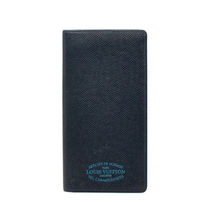 Louis Vuitton Taiga Portefeuille Brazza NM Wallet Blue Marine Leather