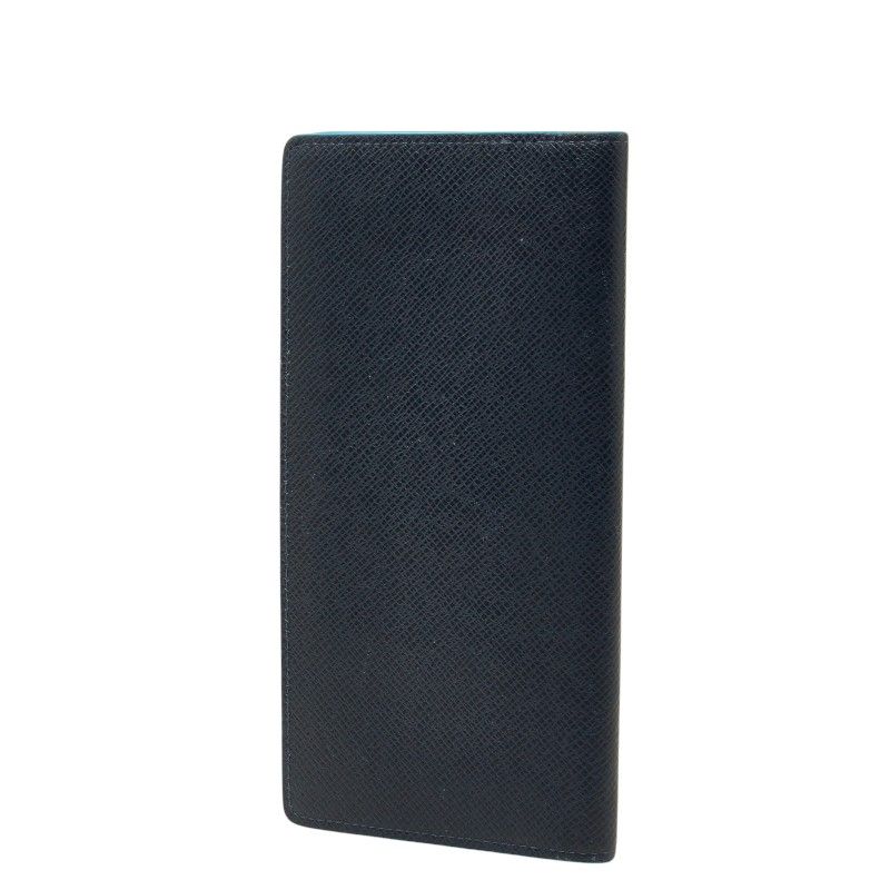 Louis Vuitton Taiga Portefeuille Brazza NM Wallet Blue Marine Leather — view 2