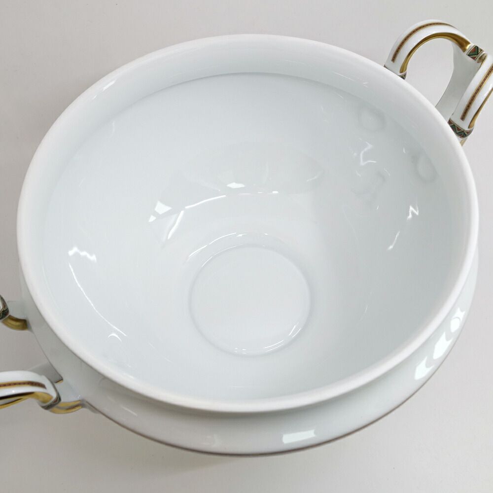 Hermes Chevaldrian Spring Ceramic Horse White Gold Painted Pot Tableware — view 5
