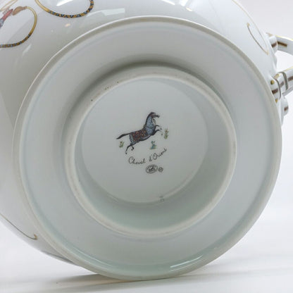 Hermes Chevaldrian Spring Ceramic Horse White Gold Painted Pot Tableware — view 7