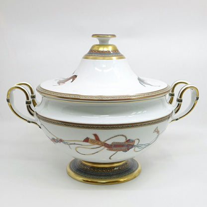 Hermes Chevaldrian Spring Ceramic Horse White Gold Painted Pot Tableware — view 2
