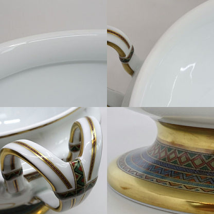 Hermes Chevaldrian Spring Ceramic Horse White Gold Painted Pot Tableware — view 8