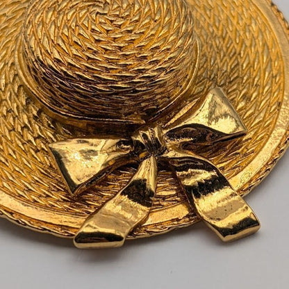 Chanel Brooch Straw Hat Gold First Era Vintage — view 4