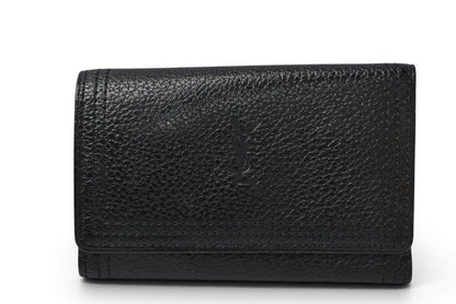 Saint Laurent Yves YSL Key Case Vintage Leather Black Gold Key Holder