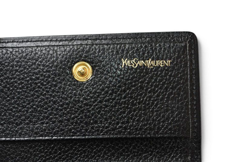Saint Laurent Yves YSL Key Case Vintage Leather Black Gold Key Holder — view 3