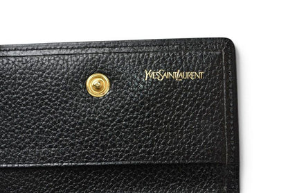 Saint Laurent Yves YSL Key Case Vintage Leather Black Gold Key Holder — view 3