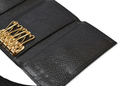 Saint Laurent Yves YSL Key Case Vintage Leather Black Gold Key Holder — view 5