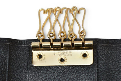 Saint Laurent Yves YSL Key Case Vintage Leather Black Gold Key Holder — view 6