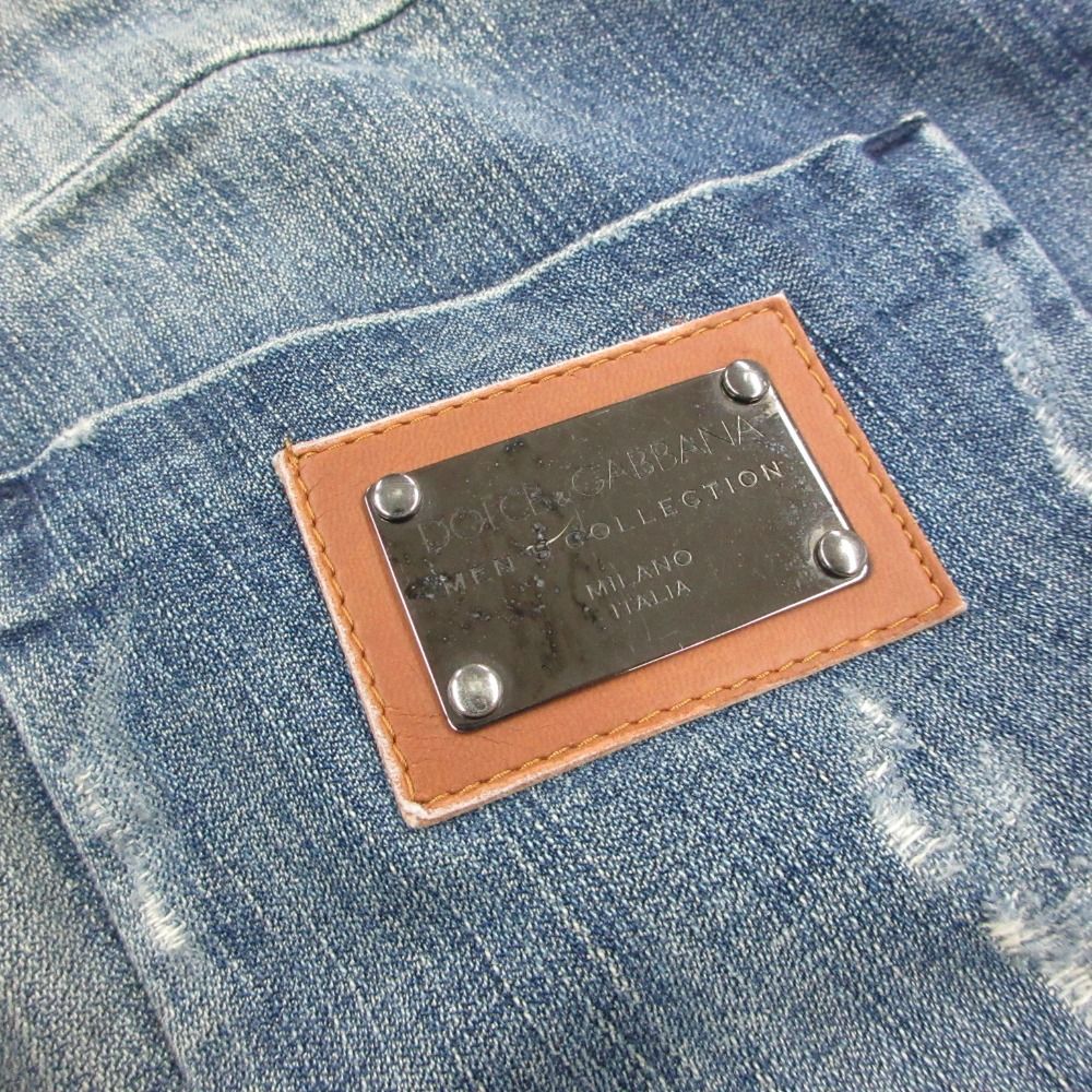 Dolce & Gabbana Denim Pants Back Logo Plate Distressed Repair Processed Jeans — view 9