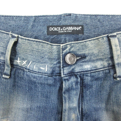 Dolce & Gabbana Denim Pants Back Logo Plate Distressed Repair Processed Jeans — view 7