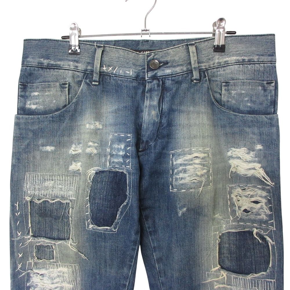 Dolce & Gabbana Denim Pants Back Logo Plate Distressed Repair Processed Jeans — view 4