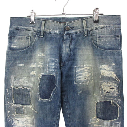 Dolce & Gabbana Denim Pants Back Logo Plate Distressed Repair Processed Jeans — view 4