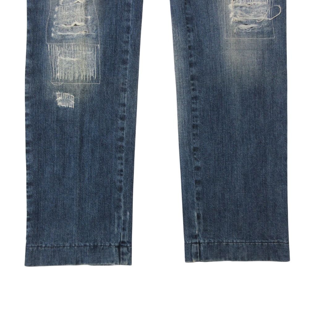 Dolce & Gabbana Denim Pants Back Logo Plate Distressed Repair Processed Jeans — view 6