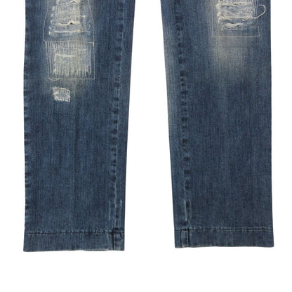 Dolce & Gabbana Denim Pants Back Logo Plate Distressed Repair Processed Jeans — view 6