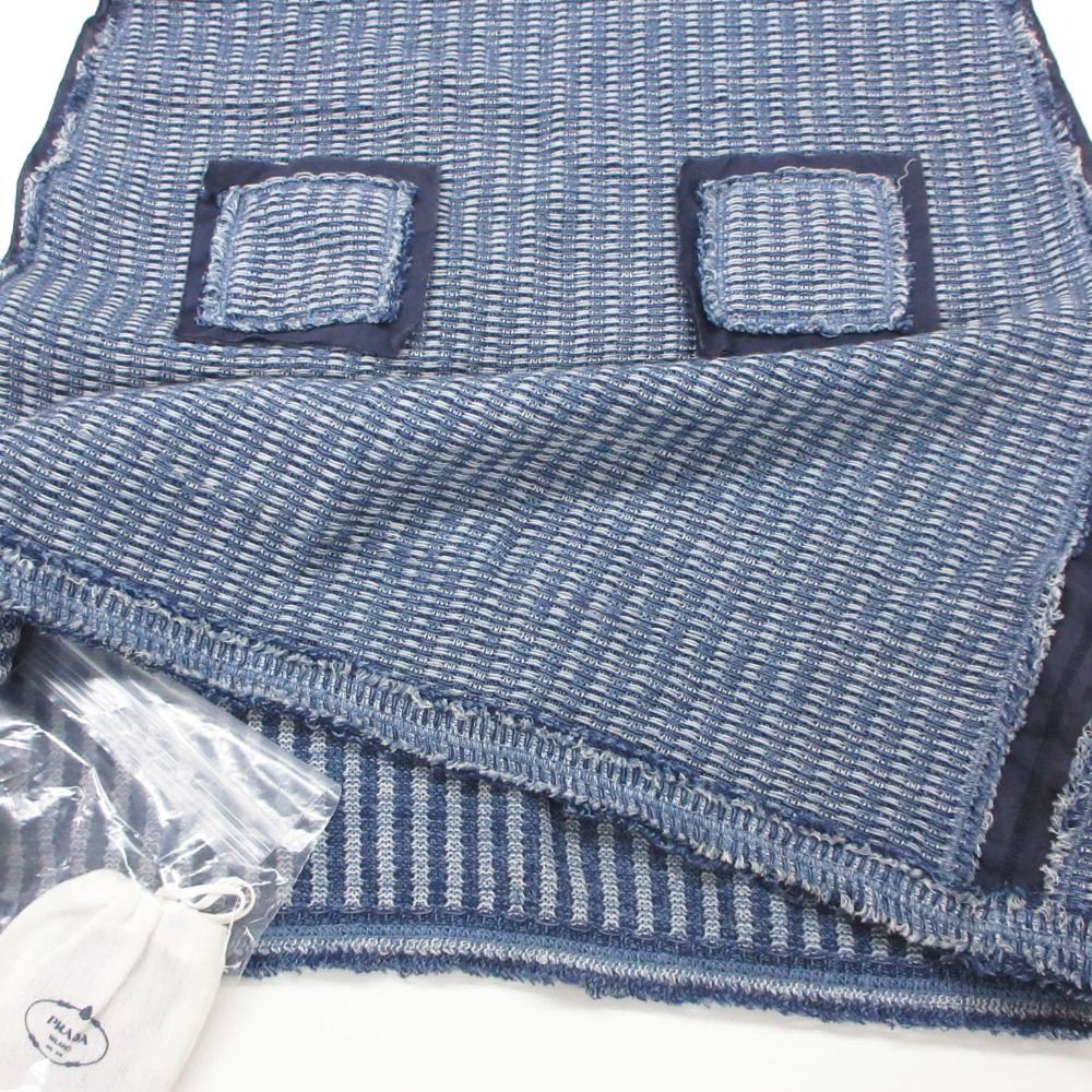 Prada Dress Tweed Chiffon Contrast Shirt Short Sleeve Blue — view 5