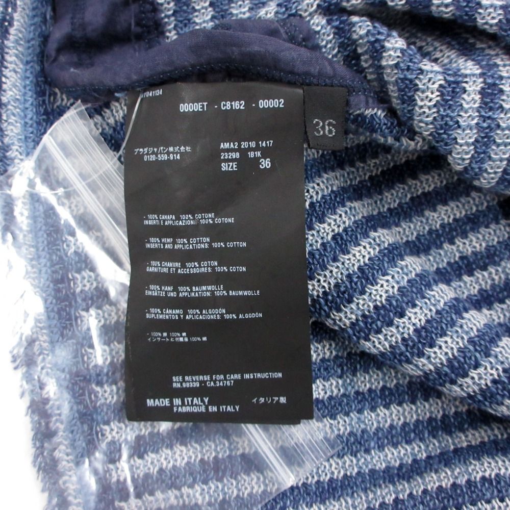 Prada Dress Tweed Chiffon Contrast Shirt Short Sleeve Blue — view 6