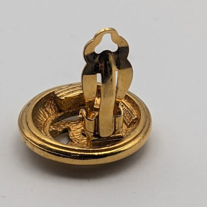 Chanel Earrings CC Logo Round Circle Gold First Era Vintage Single — view 4