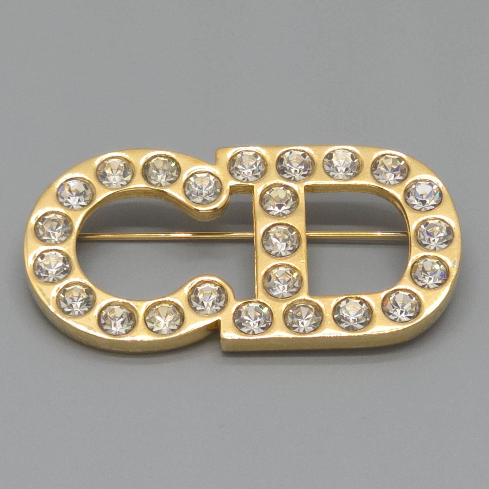Dior CD Crystal Brooch Gold