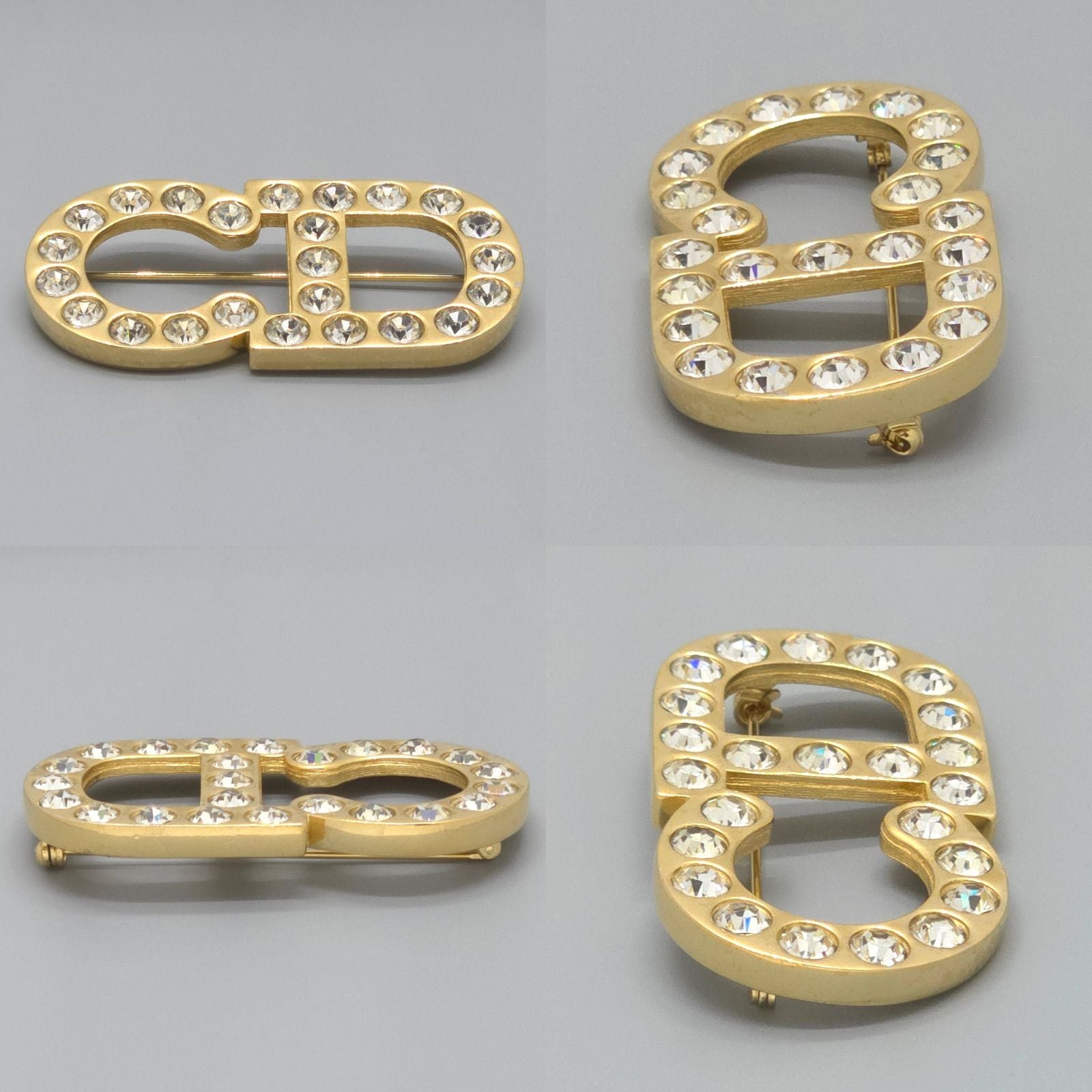 Dior CD Crystal Brooch Gold — view 4