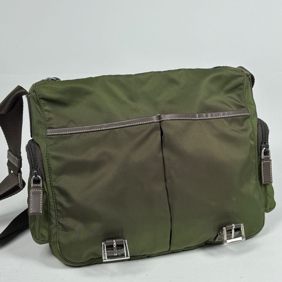 Prada Shoulder Bag Khaki Nylon Green Beige Brown — view 6