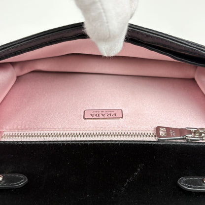 Prada Logo Chain Shoulder Bag Sequin 2-Way Satin Nero — view 7