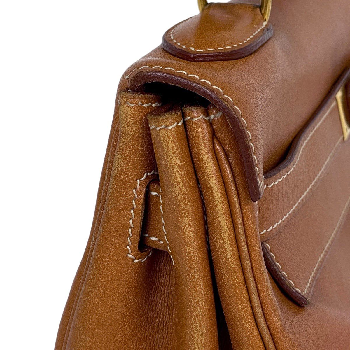Hermes Kelly 32 Retourne 2-Way Handbag Vo Garibaldi Brown — view 8