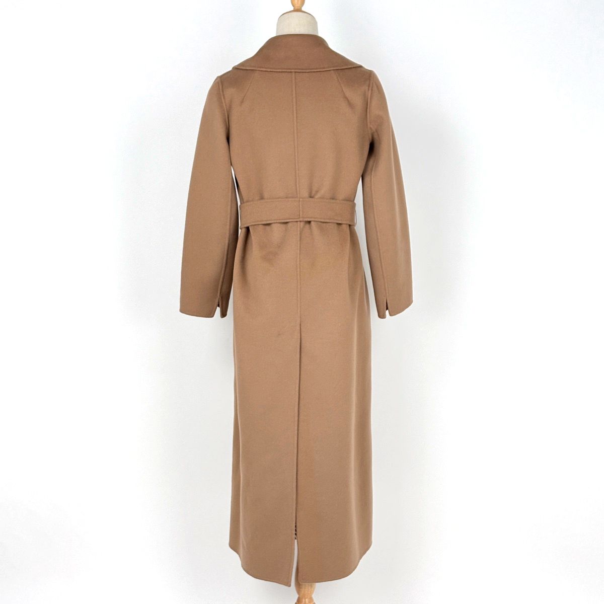 Max Mara Gown Coat Cucito a Mano Belted Wool Beige — view 3
