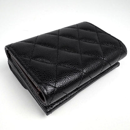 Chanel CC Logo Trifold Wallet Caviar Leather Black — view 2