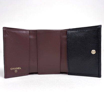Chanel CC Logo Trifold Wallet Caviar Leather Black — view 6