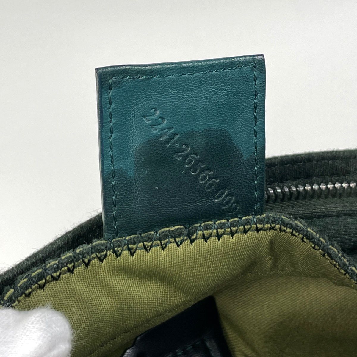 Fendi Zucca Logo Shoulder Bag Fabric Green — view 9