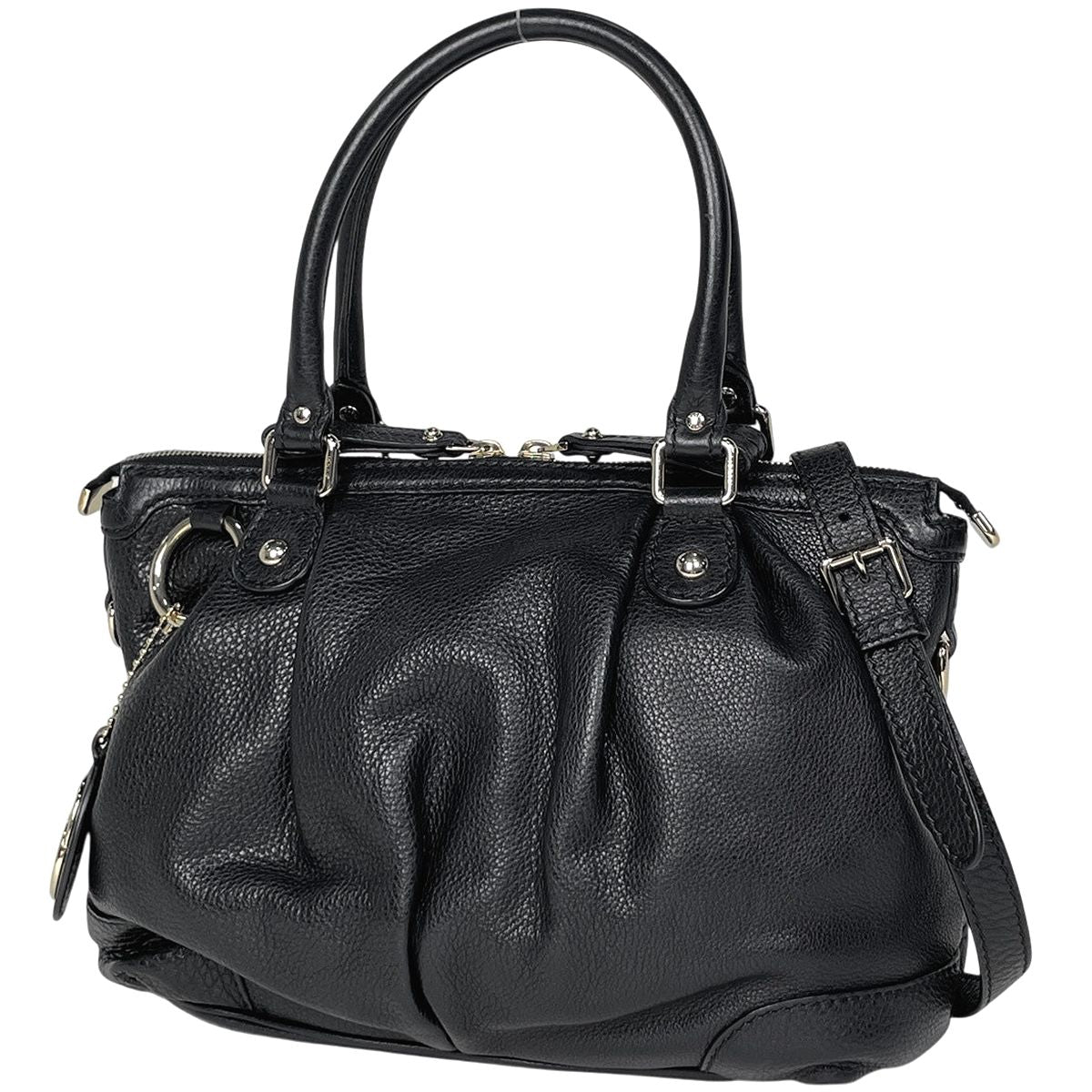Gucci Ski Handbag 2-Way Leather Black