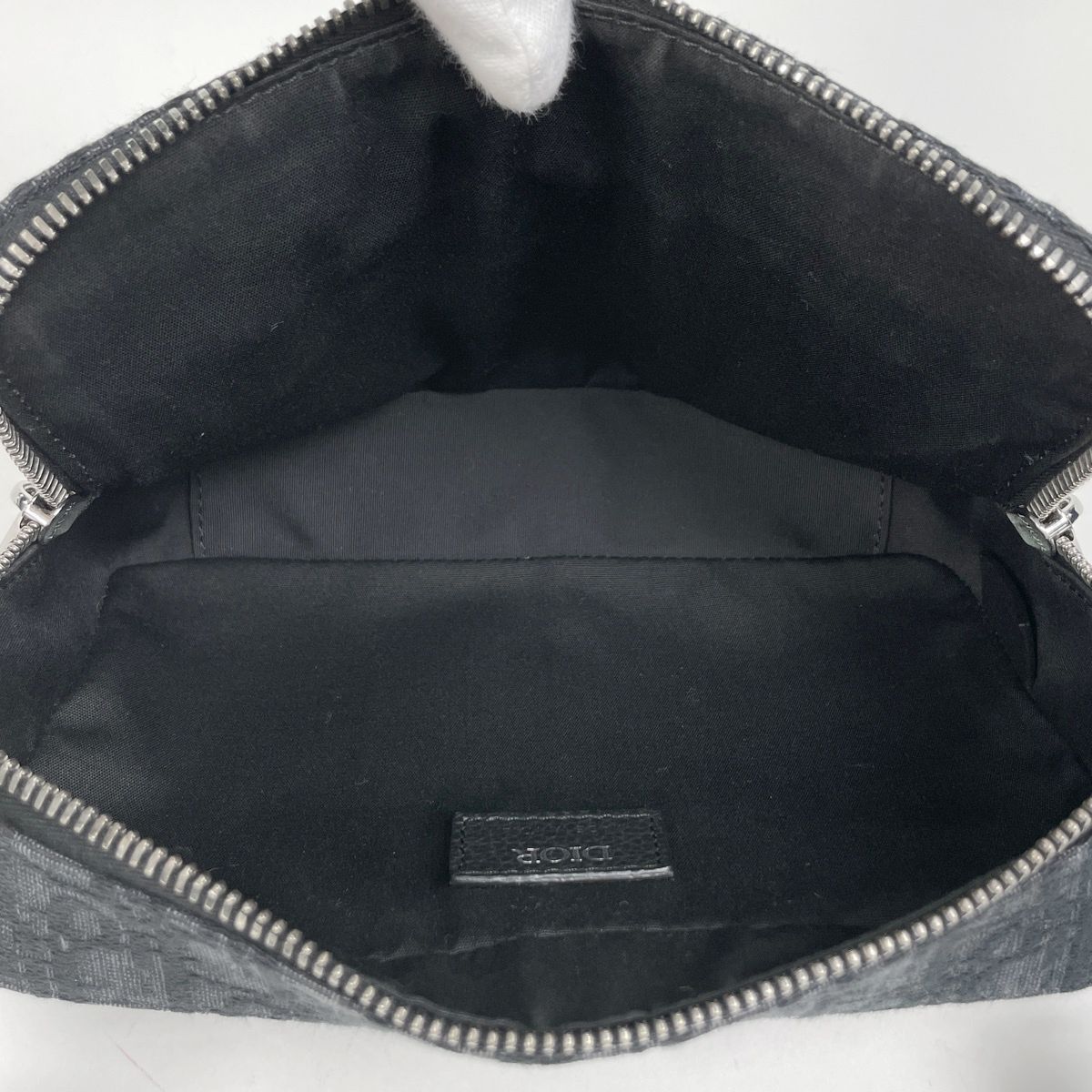 Dior Oblique Shoulder Bag Safari Canvas Black — view 9