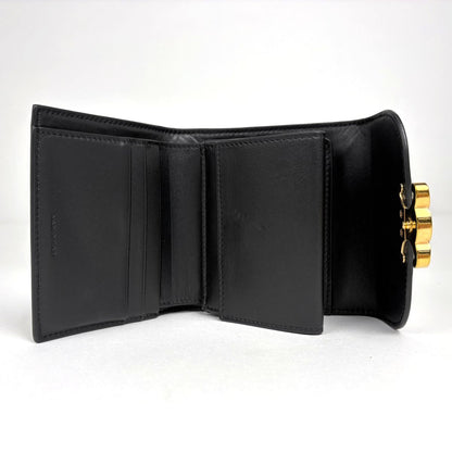 Celine Triomphe Trifold Wallet Leather Black — view 8