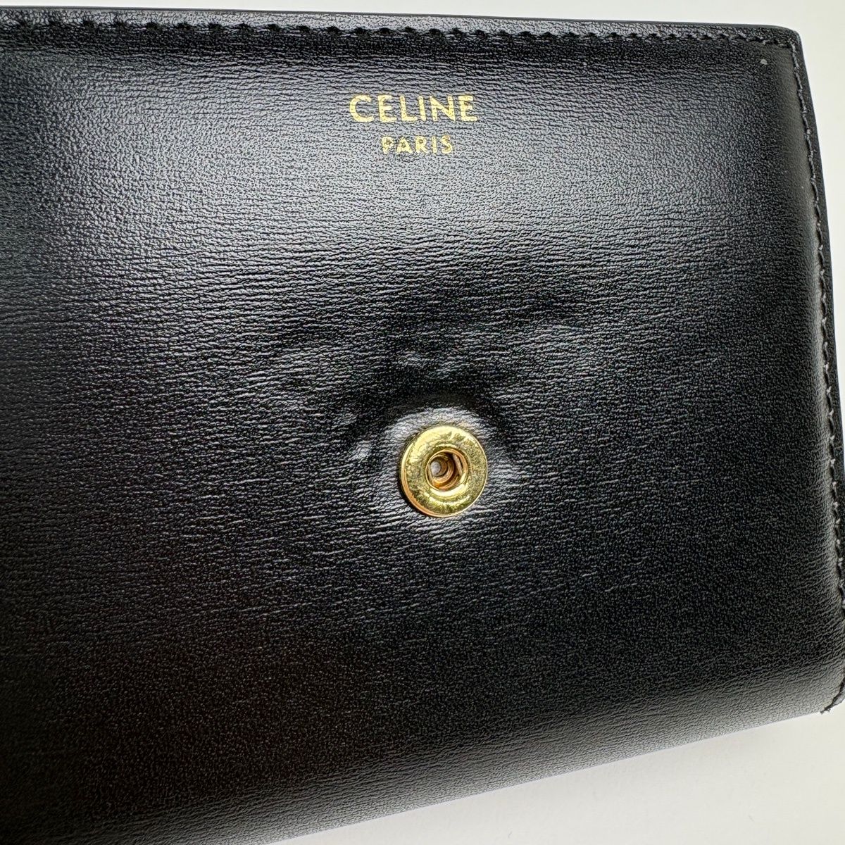 Celine Triomphe Trifold Wallet Leather Black — view 6
