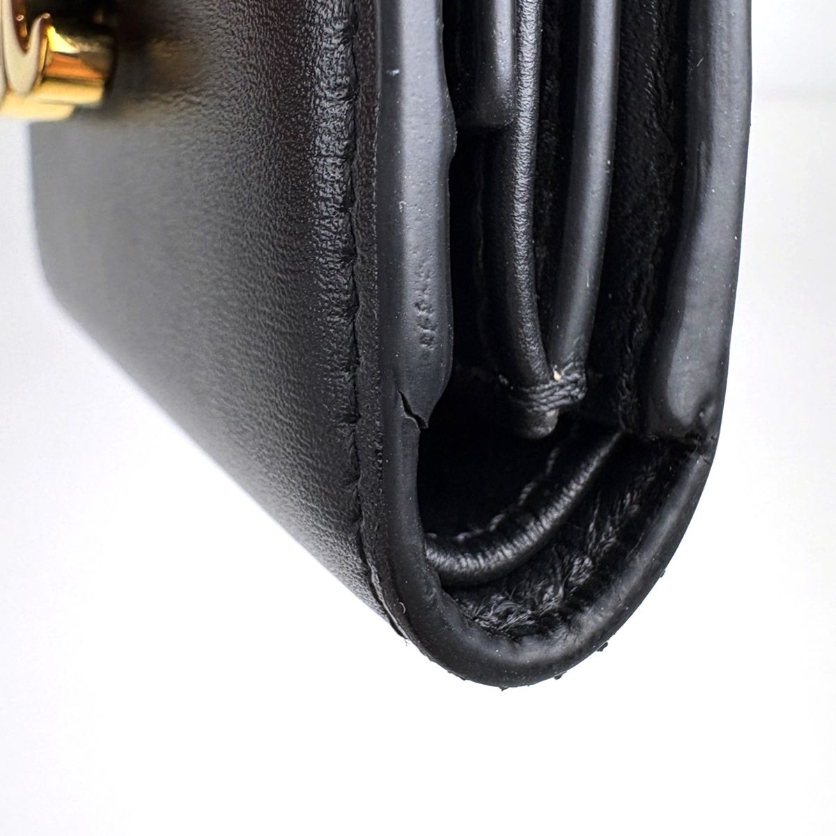 Celine Triomphe Trifold Wallet Leather Black — view 3
