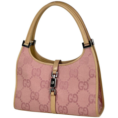 Gucci Jackie Line Handbag Jumbo GG Canvas Pink Beige