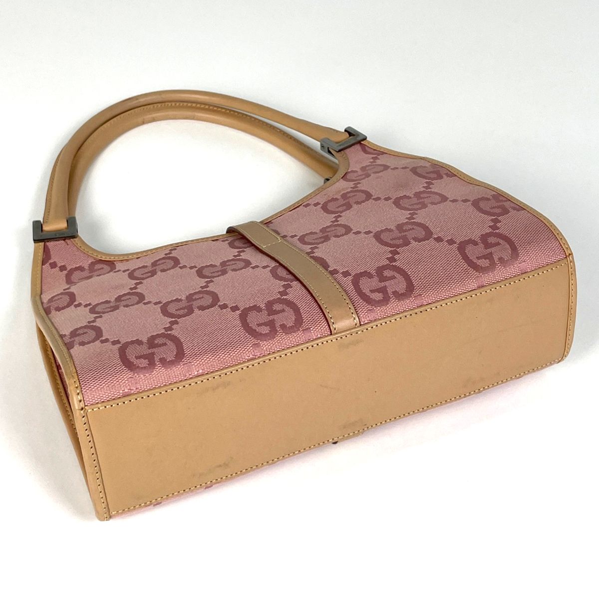 Gucci Jackie Line Handbag Jumbo GG Canvas Pink Beige — view 2