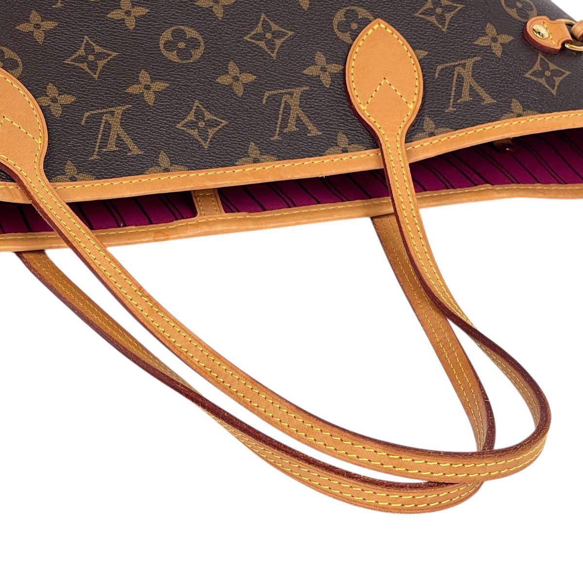 Louis Vuitton Neverfull MM Tote Monogram Brown Fuchsia — view 9