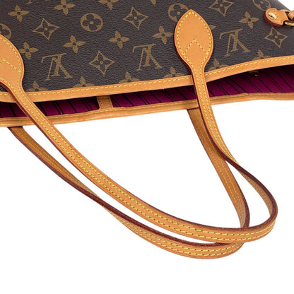 Louis Vuitton Neverfull MM Tote Monogram Brown Fuchsia — view 9