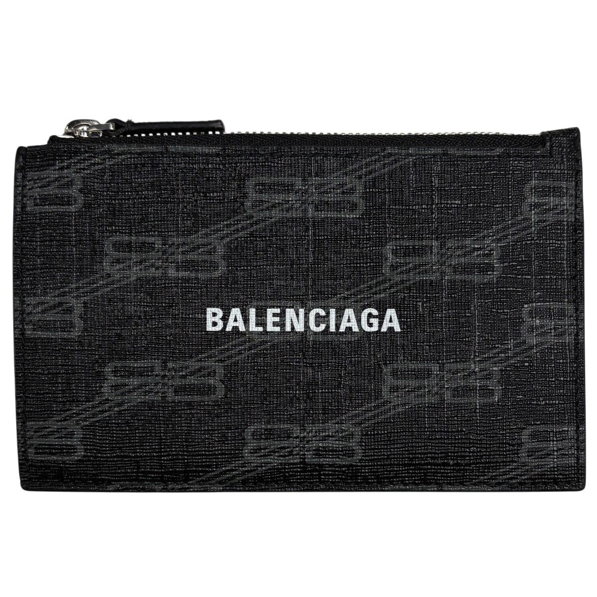 Balenciaga Logo Coin Case Card BB Monogram Black