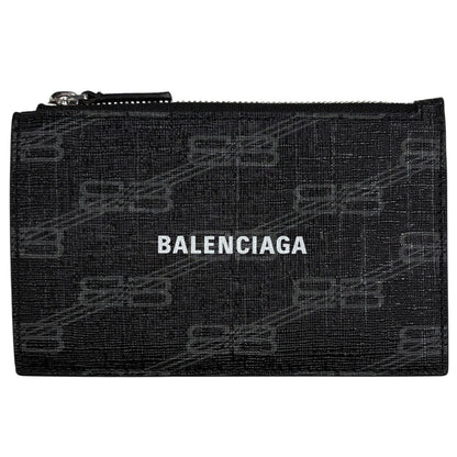 Balenciaga Logo Coin Case Card BB Monogram Black