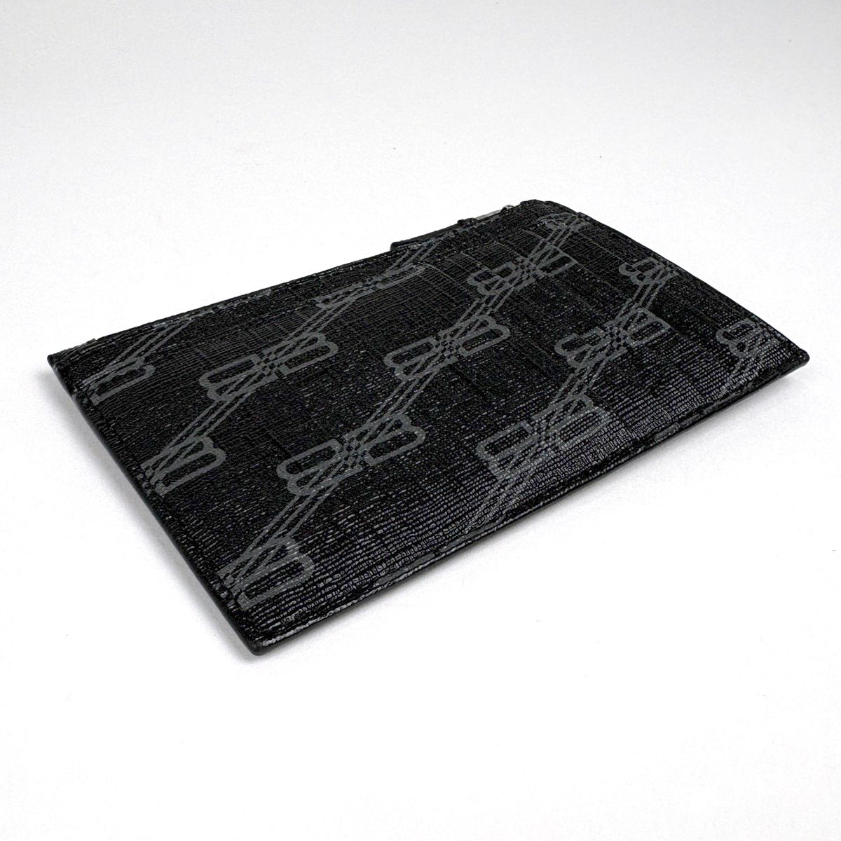 Balenciaga Logo Coin Case Card BB Monogram Black — view 2