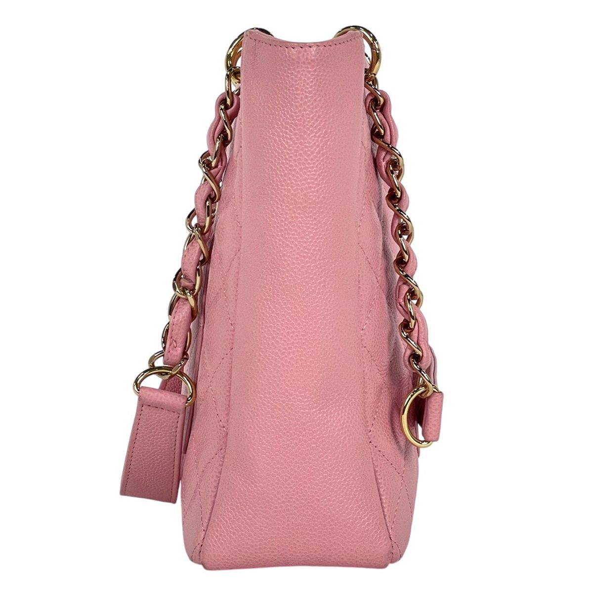 Chanel CC Logo Chain Tote Shoulder Bag Quilted Petite Shopping PST Caviar — view 4