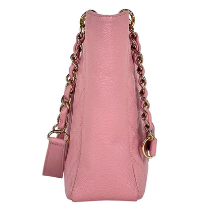 Chanel CC Logo Chain Tote Shoulder Bag Quilted Petite Shopping PST Caviar — view 4