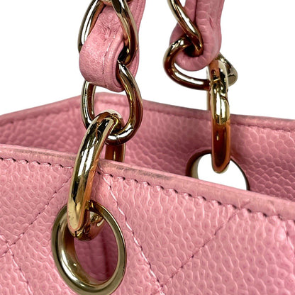 Chanel CC Logo Chain Tote Shoulder Bag Quilted Petite Shopping PST Caviar — view 8