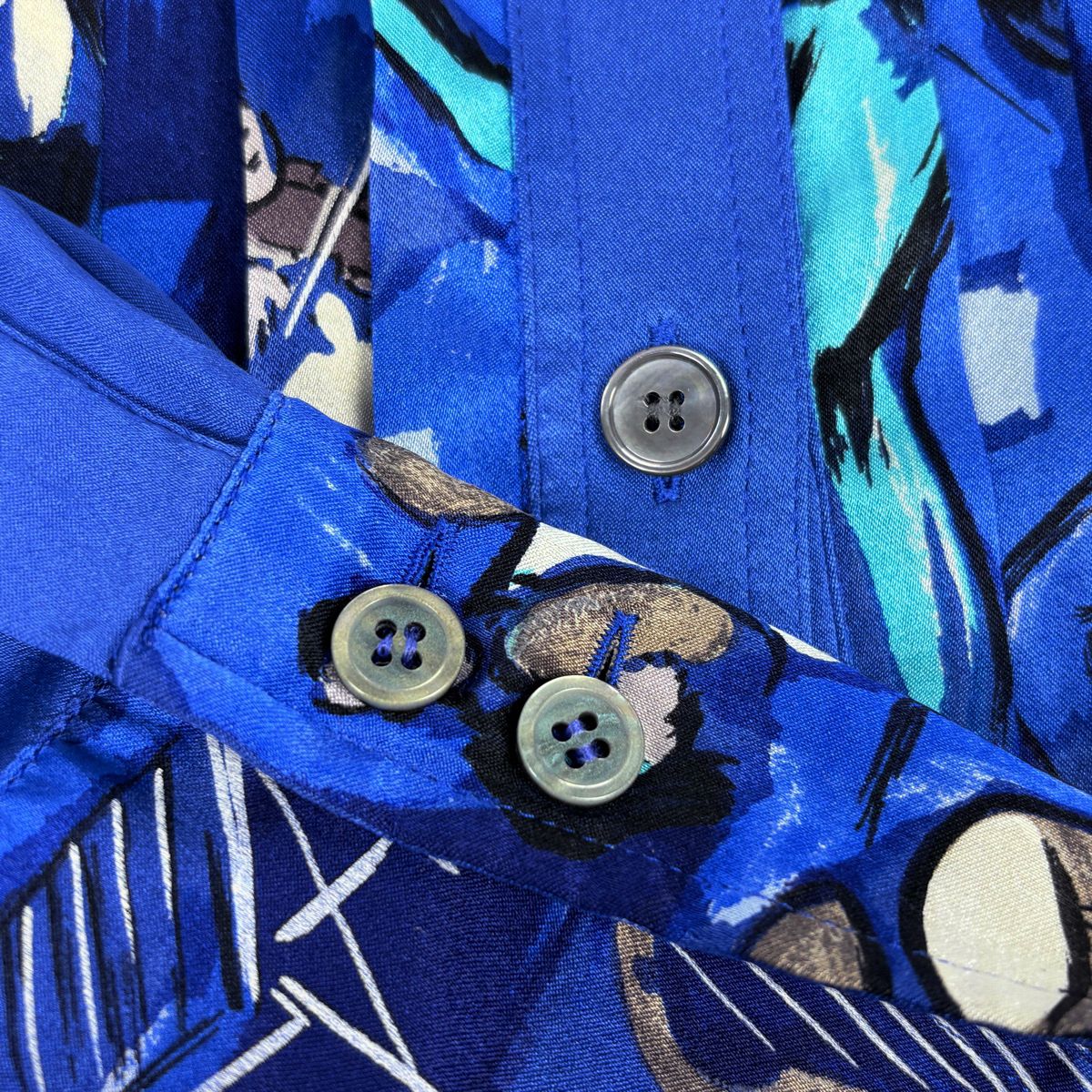 Hermes Pleated Replacement Long Sleeve Shirt Concerto Top Silk Blue Multicolor — view 4
