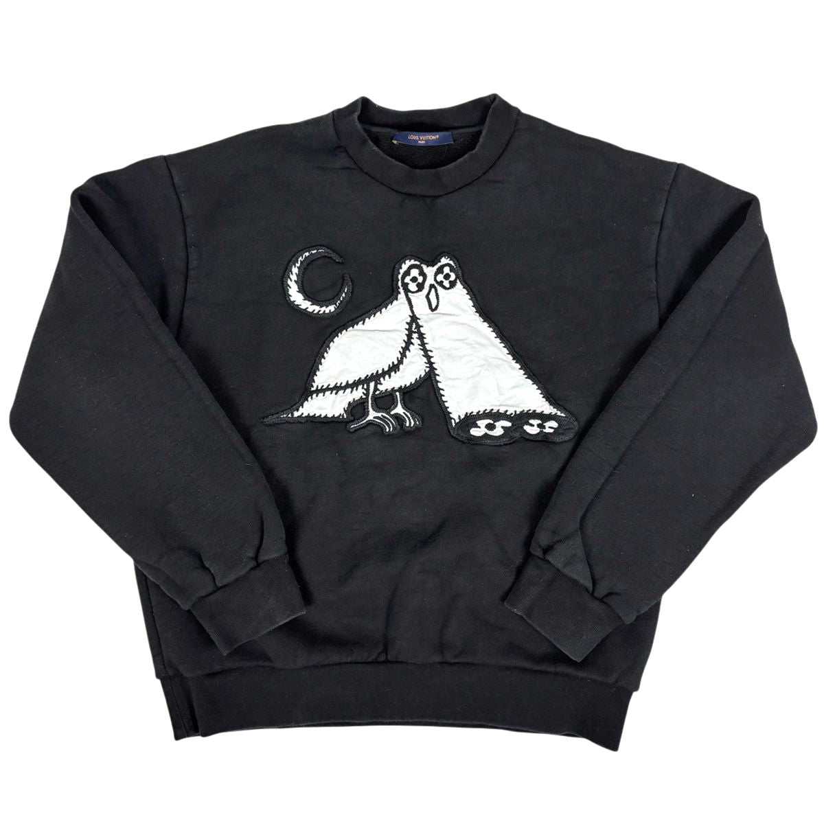 Louis Vuitton LV Comics Owl Patch Sweatshirt Crew Neck Top Cotton Black