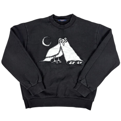 Louis Vuitton LV Comics Owl Patch Sweatshirt Crew Neck Top Cotton Black